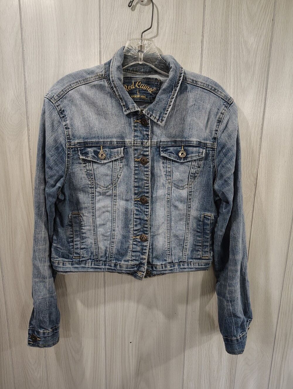 Red Camel Women’s Blue Jean Denim Jacket Size L 90s Retro Western